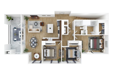 Floor plan for 3 beds, 2 baths, 1568 sqft